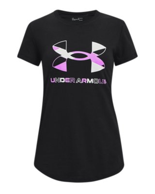 Under Armour Girls Big Logo Short Sleeve Tee Shirt 